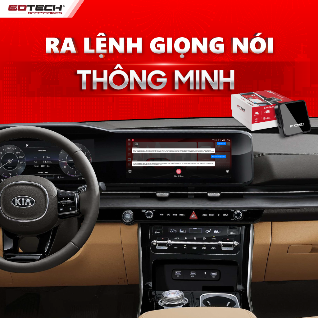 Ra lệnh giọng nói cùng Carplay AI Box Gotech GB7 Gotech