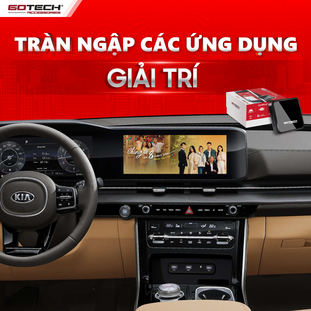 Carplay AI Box Gotech GB7 Gotech mang đến thế giới giải trí đa phương tiện trên màn hình zin ô tô
