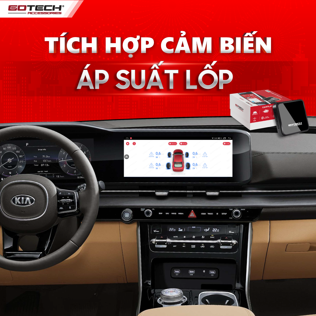Carplay Box Gotech GB7 tích hợp cảm biến áp suất lốp