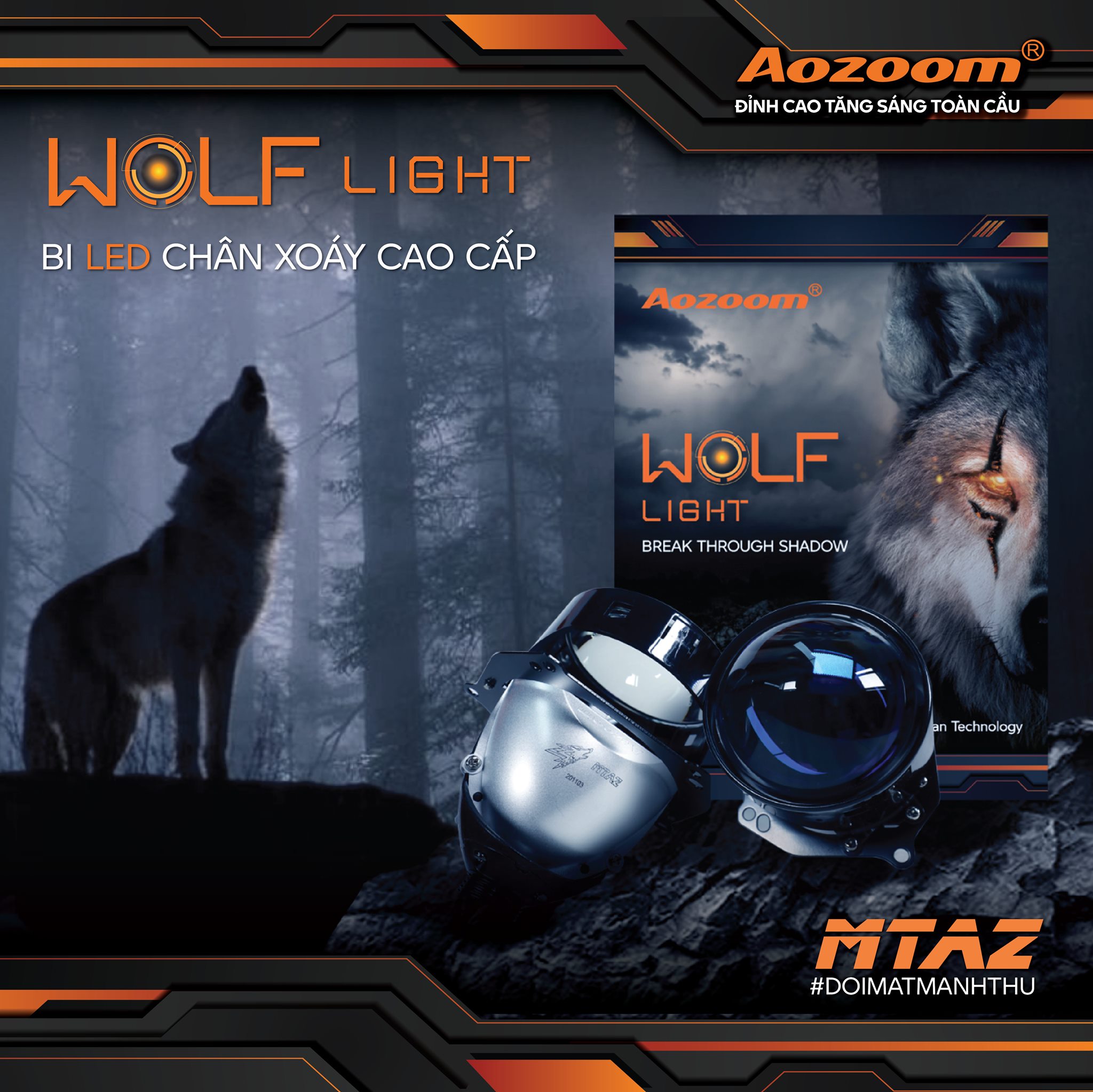 Đèn Bi Led Aozoom Wolf Light Gscar