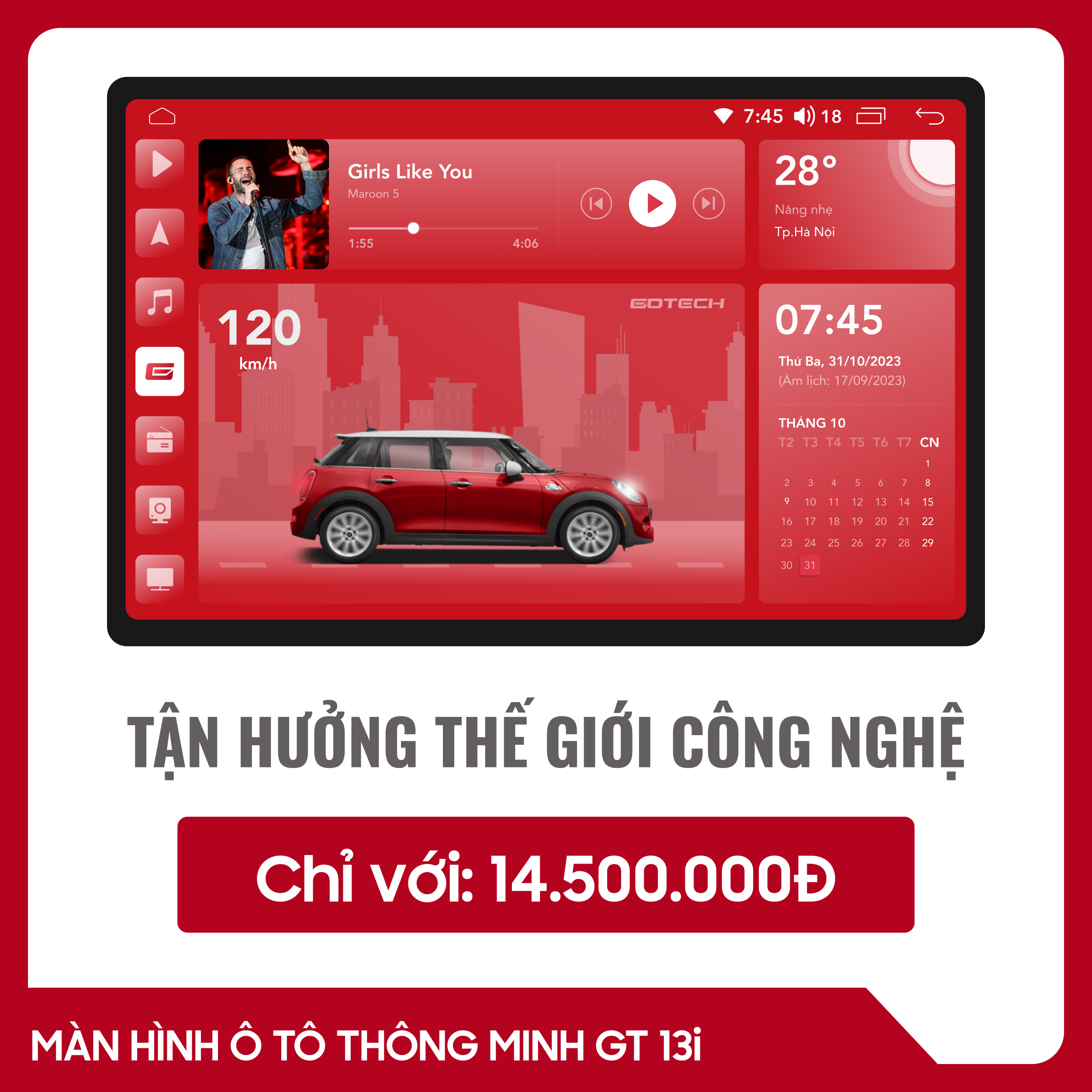 MÀN HÌNH Ô TÔ THÔNG MINH GOTECH GT13i