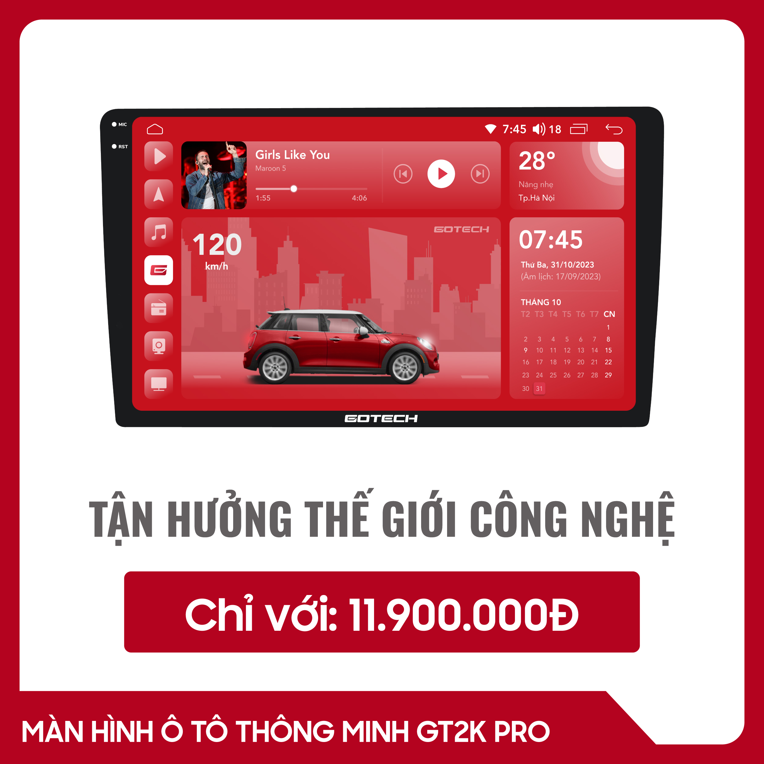 MÀN HÌNH Ô TÔ THÔNG MINH GOTECH GT2K PRO