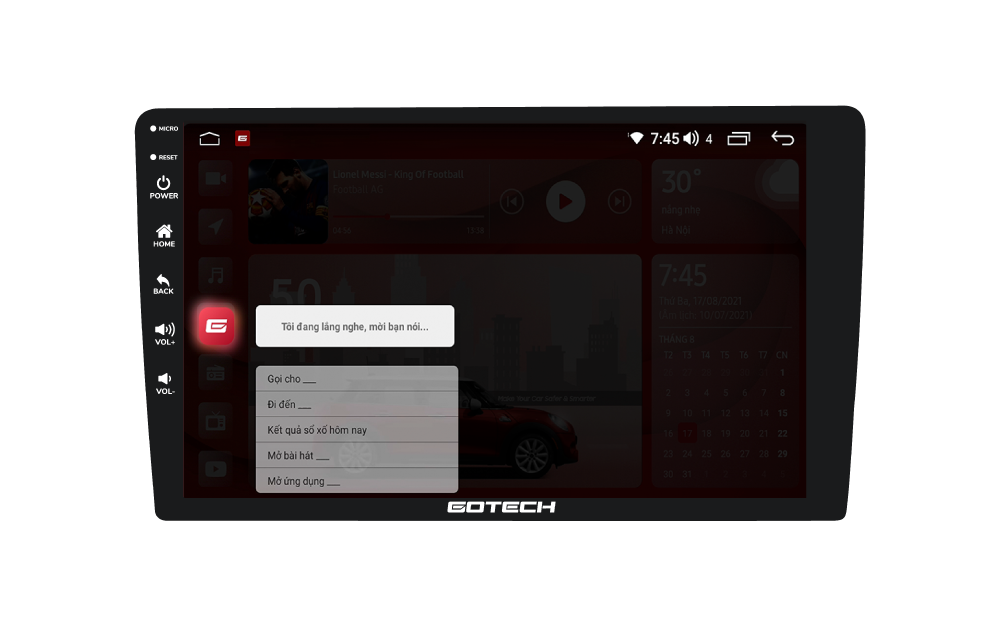 Màn hình ô tô thông minh Gotech GC6 điều khiển giọng nói tiếng Việt nhạy bén