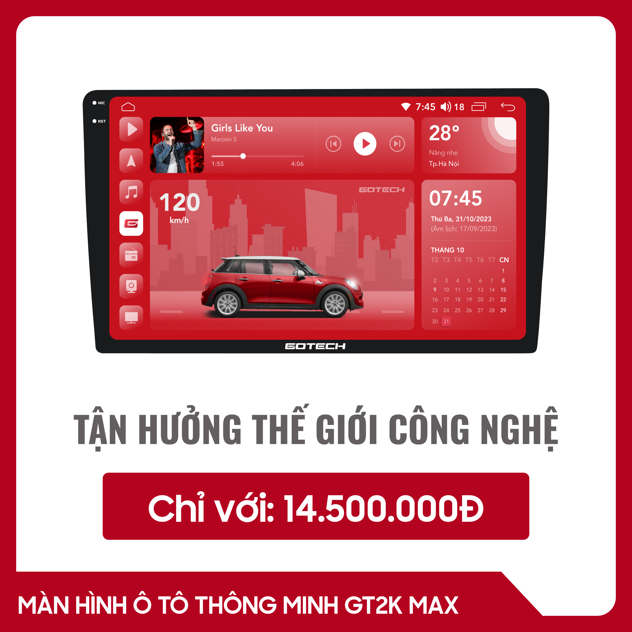 MÀN HÌNH Ô TÔ THÔNG MINH GOTECH GT2K MAX