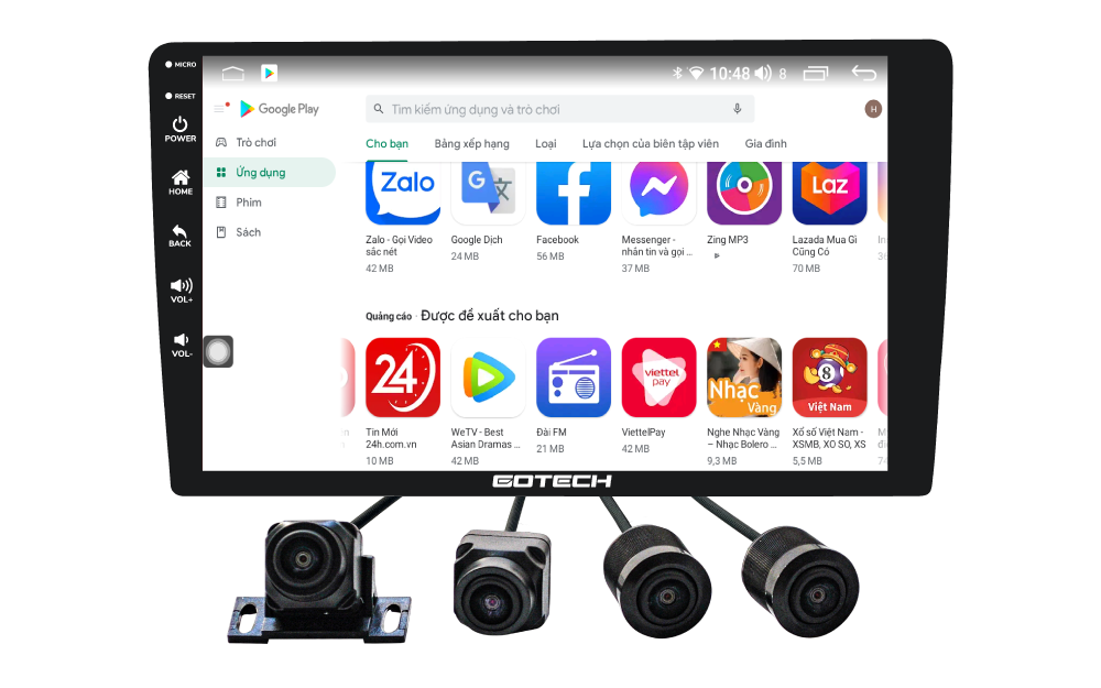 Màn hình ô tô tích hợp camera 360 độ GC360 giải trí đa phương tiện