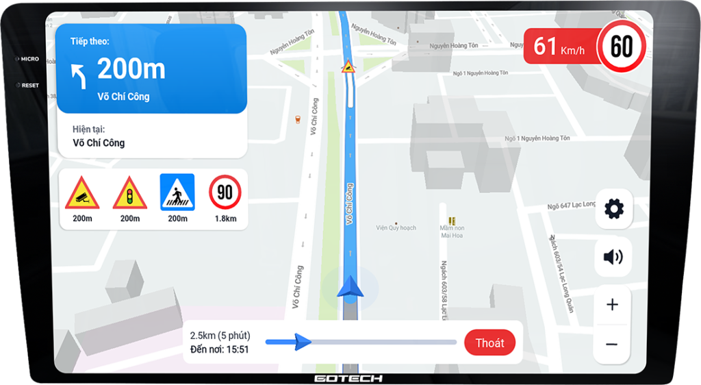 Gotech GT2K trang bị đến 3 phần mềm dẫn đường thông minh