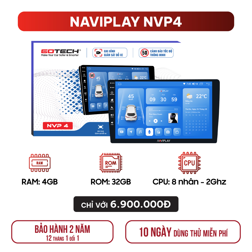 MÀN HÌNH Ô TÔ THÔNG MINH NAVIPLAY NVP4